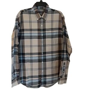VAN HEUSEN Mens Classic Fit‎ Plaid Button Down Shirt Flex Cotton Blend L G